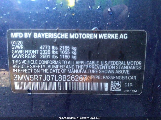 BMW 3 Series 330i Xdrive 2020 аукцион фото