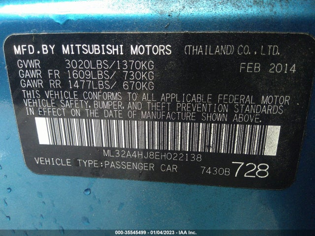 ML32A4HJ8EH022138 Mitsubishi MIRAGE ES