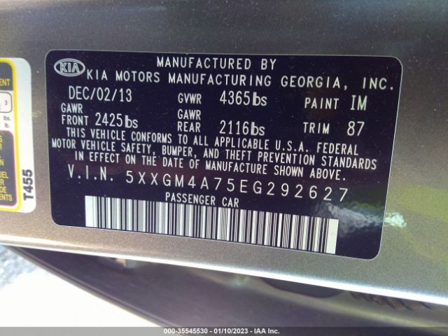 5XXGM4A75EG292627 KIA Optima Lx