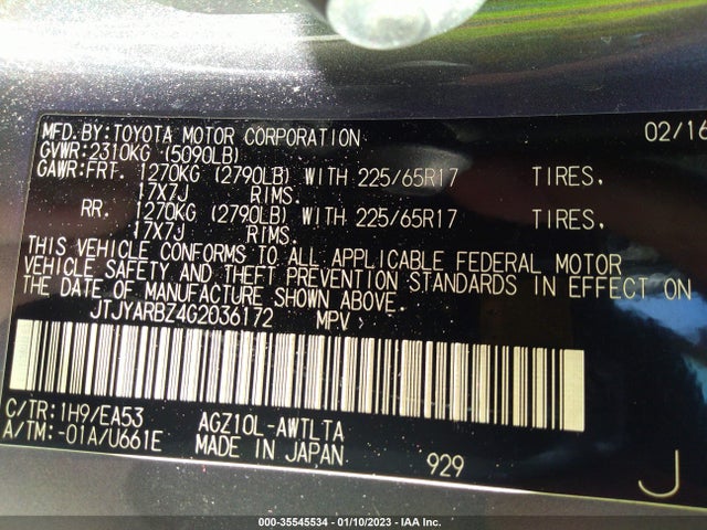 2016 Lexus NX, VIN: JTJYARBZ4G2036172