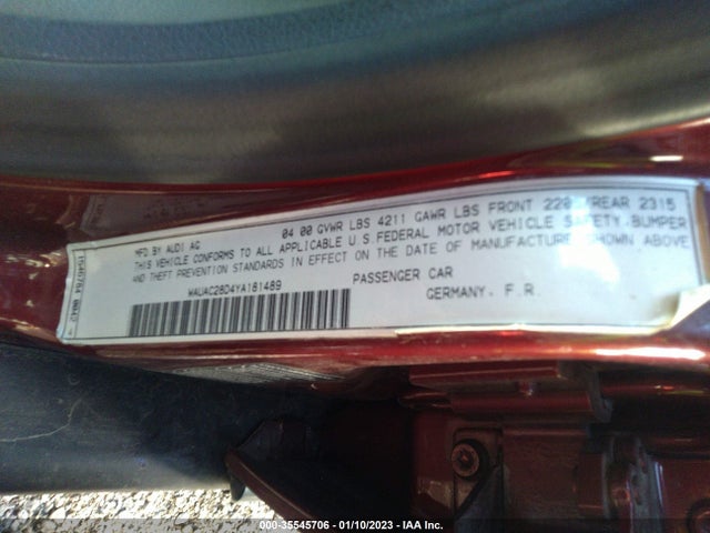 Audi A4 2000 WAUAC28D4YA181489 Image 11