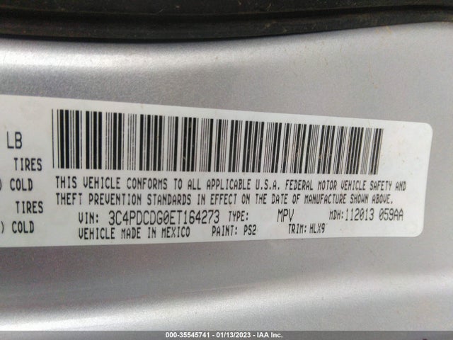 2014 DODGE JOURNEY LIMITED VIN: 3C4PDCDG0ET164273
