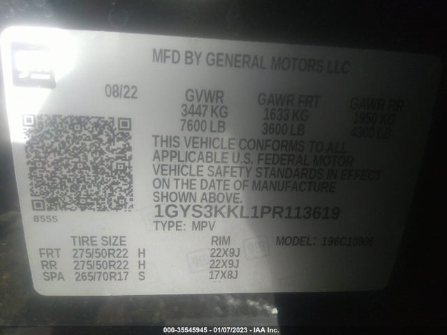 2023 Cadillac Escalade, VIN: 1GYS3KKL1PR113619