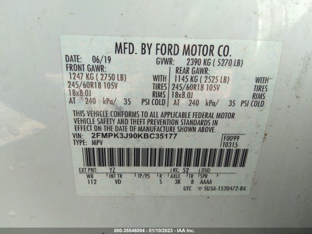 2019 Ford Edge, VIN: 2FMPK3J90KBC35177