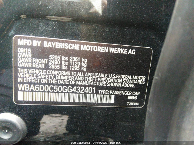 BMW 6 Series 640i 2016 WBA6D0C50GG432401 Image 9