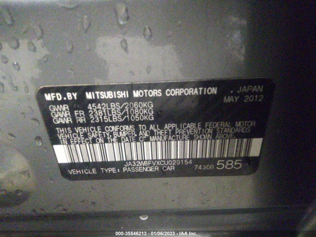 Mitsubishi Lancer Evolution Gsr 2012 JA32W8FVXCU029154 Image 10