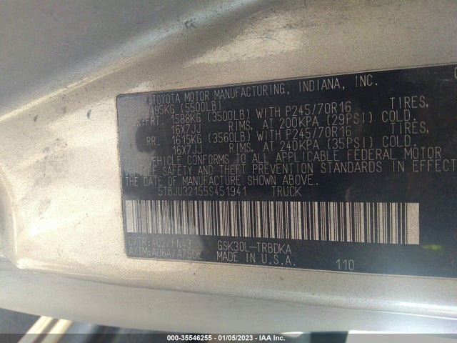Toyota TUNDRA 2005 5TBJU32155S451941 Image 10