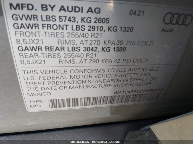 2021 Audi SQ5, VIN: WA1C4BFY2M2083316