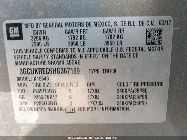 Chevrolet Silverado 1500 Lt 2017 3GCUKREC6HG367169 Image 9