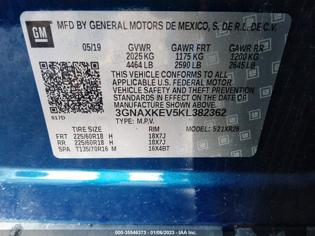 Chevrolet EQUINOX LT 2019 3GNAXKEV5KL382362 Image 9