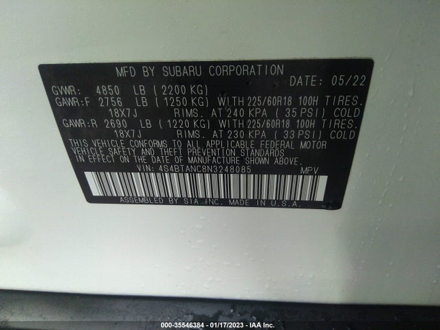 Subaru Outback Limited 2022 4S4BTANC8N3248085 Image 11