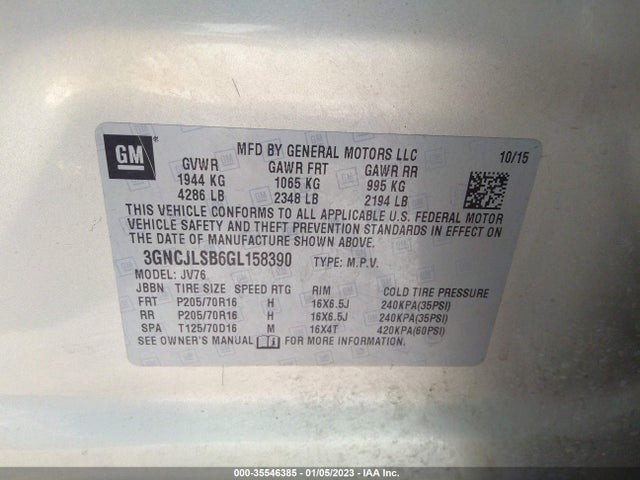 Chevrolet Trax Lt 2016 3GNCJLSB6GL158390 Image 10
