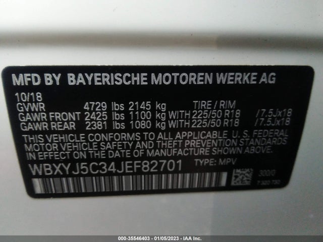 2018 BMW X2, VIN: WBXYJ5C34JEF82701
