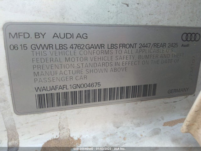2016 Audi A4, VIN: WAUAFAFL1GN004675
