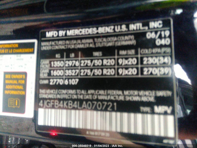 2020 Mercedes-Benz GLE-Class, VIN: 4JGFB4KB4LA070721