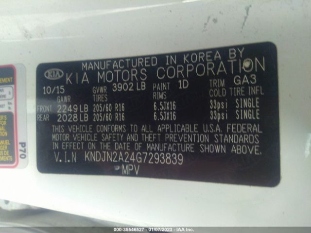KNDJN2A24G7293839 KIA Soul Base