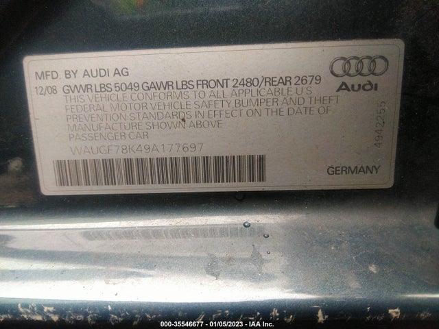 WAUGF78K49A177697 Audi A4 2.0t Prem Plus