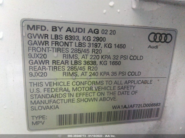 2020 Audi Q7, VIN: WA1AJAF72LD006563