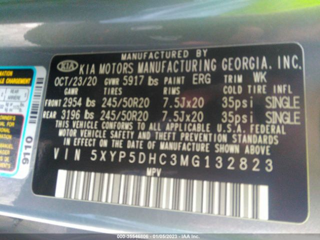 5XYP5DHC3MG132823 KIA Telluride Sx