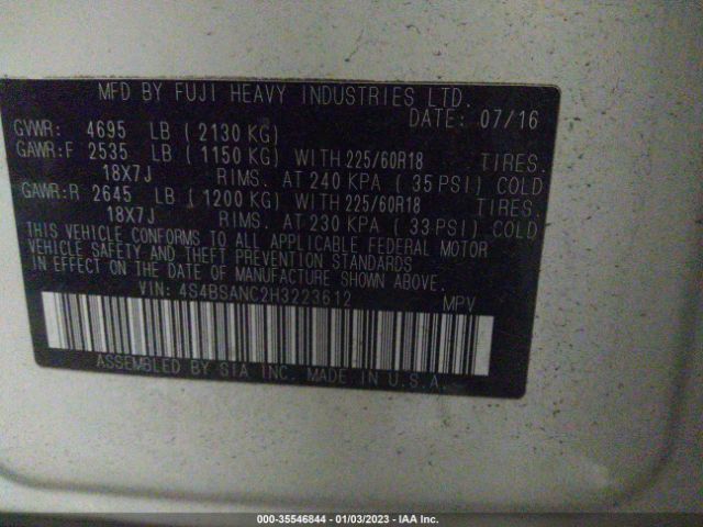 4S4BSANC2H3223612 Subaru Outback Limited