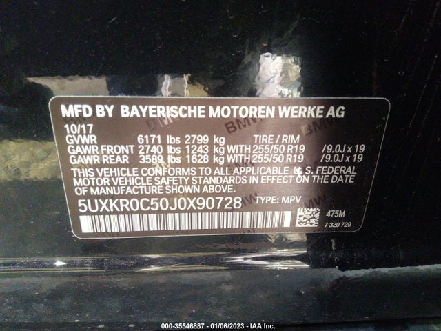 2018 BMW X5, VIN: 5UXKR0C50J0X90728