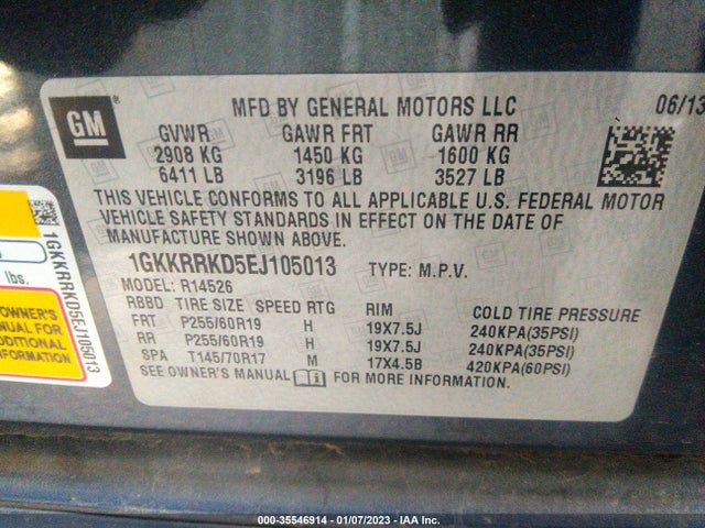 GMC ACADIA SLT 2014 1GKKRRKD5EJ105013 Image 9