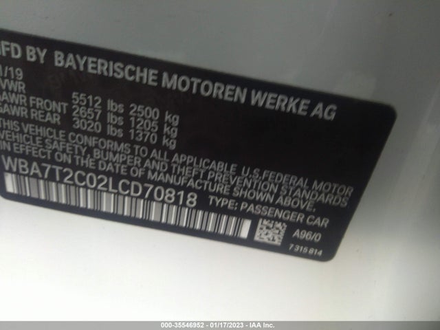 2020 BMW 7 Series, VIN: WBA7T2C02LCD70818