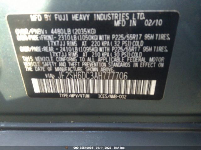JF2SH6DC3AH777706 Subaru Forester 2.5x Limited