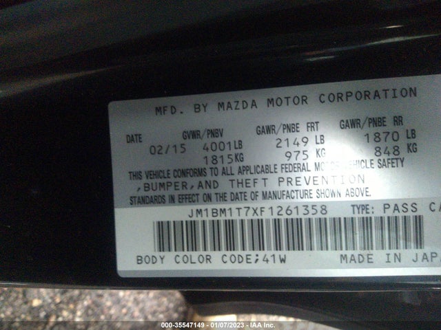 2015 Mazda 3, VIN: JM1BM1T7XF1261358