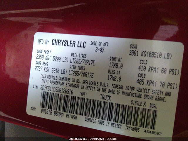 Dodge Ram 1500 Slt 2008 3D7KS19D58G126916 Image 11