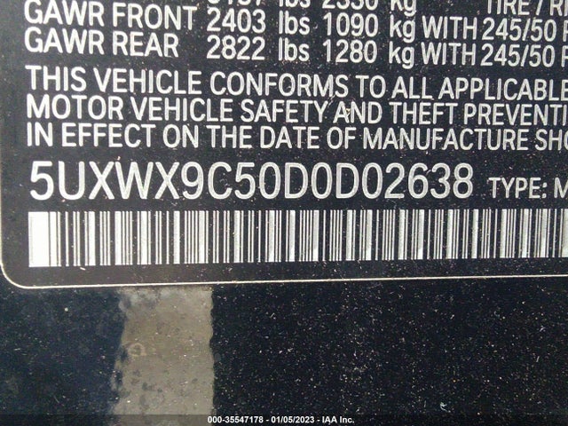 35547178 :رقم المزاد ، 5UXWX9C50D0D02638 vin ، 2013 Bmw X3 Xdrive28i مزاد بيع
