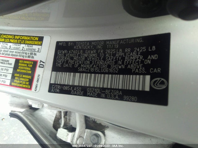 58ACZ1B15LU061652 Lexus Es Es 350