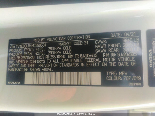 2021 Volvo XC40, VIN: YV4ED3UR4M2589534