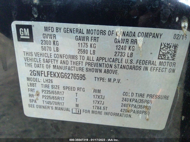 Chevrolet EQUINOX LT 2016 2GNFLFEKXG6276595 Image 10