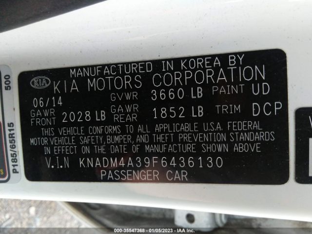 KNADM4A39F6436130 KIA RIO LX