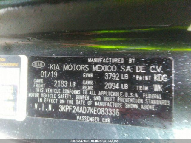 3KPF24AD7KE083336 KIA Forte Lxs