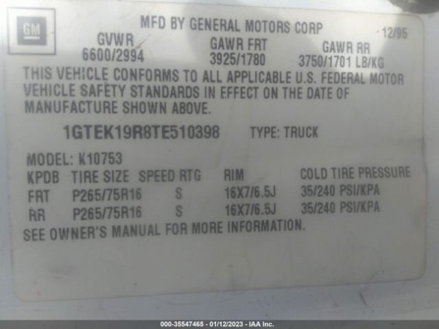 1GTEK19R8TE510398 GMC Sierra K1500