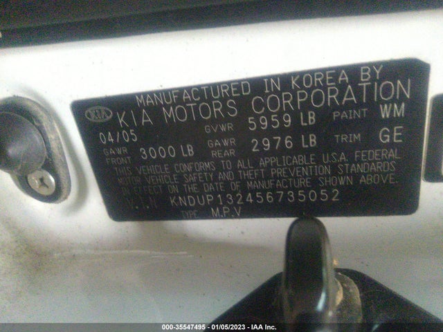 2005 KIA SEDONA LX/EX VIN: KNDUP132456735052