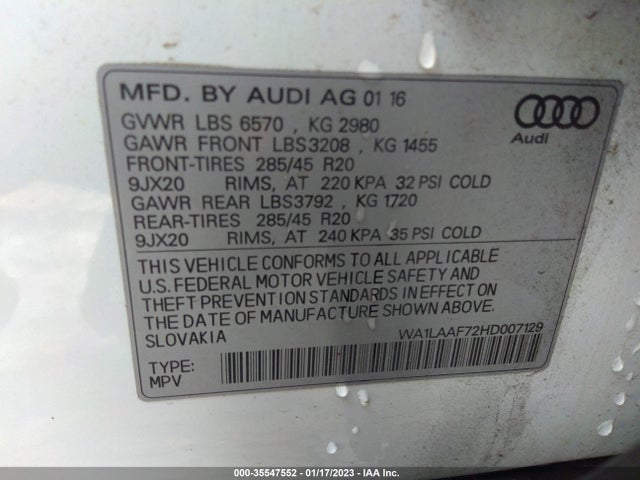 WA1LAAF72HD007129 Audi Q7 Premium Plus