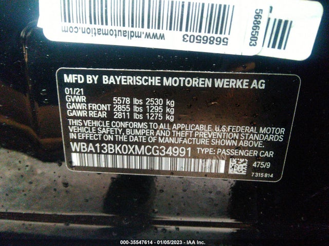 BMW 5 Series M550i Xdrive 2021 аукцион фото