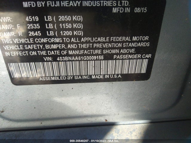2016 Subaru Legacy, VIN: 4S3BNAA61G3009155