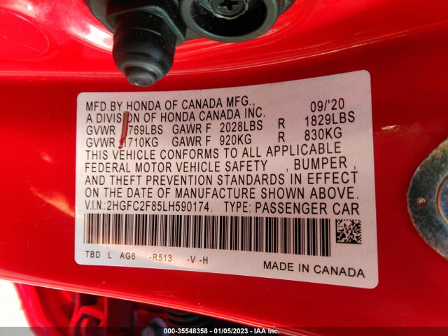 Honda Civic Sedan Sport 2020 2HGFC2F85LH590174 Image 9