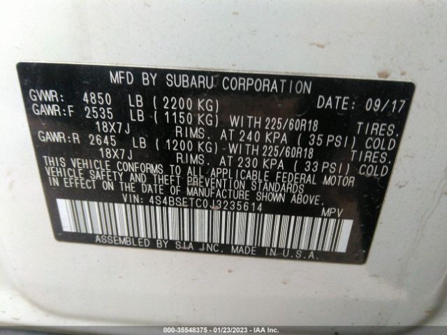 4S4BSETC0J3235614 Subaru Outback Touring