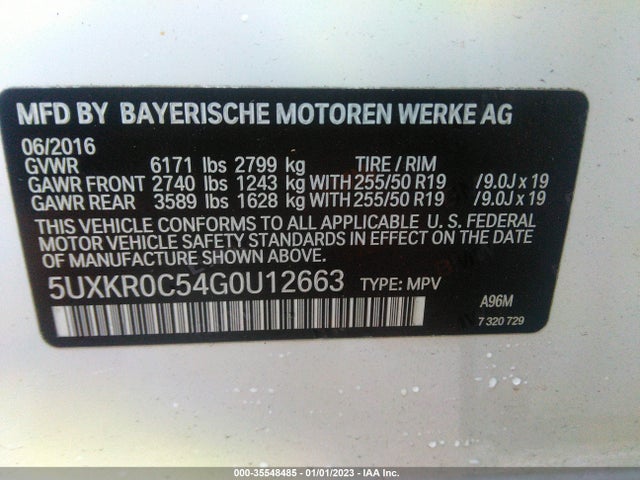 2016 BMW X5, VIN: 5UXKR0C54G0U12663