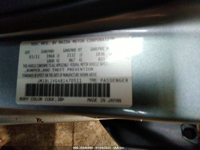 2011 MAZDA MAZDA3 I TOURING VIN: JM1BL1VG4B1470511