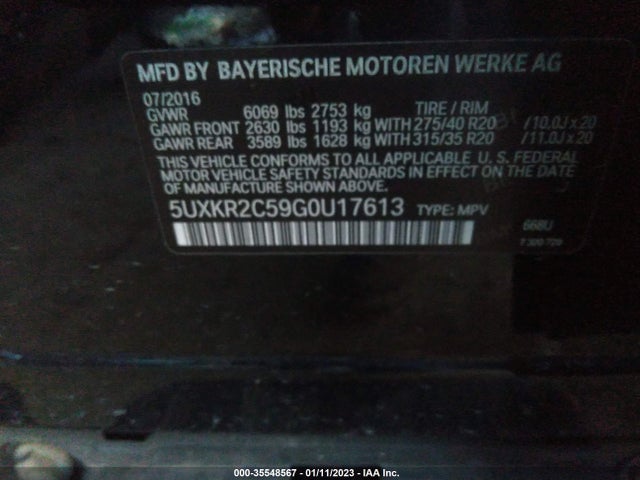 BMW X5 Sdrive35i 2016 5UXKR2C59G0U17613 Image 9