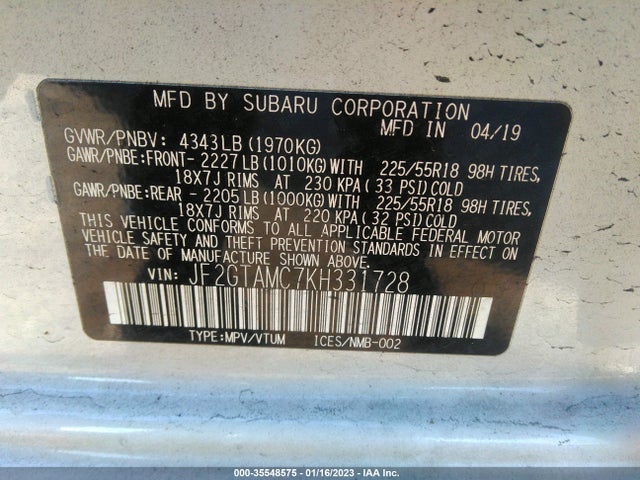 Subaru Crosstrek 2019 JF2GTAMC7KH331728 Image 9
