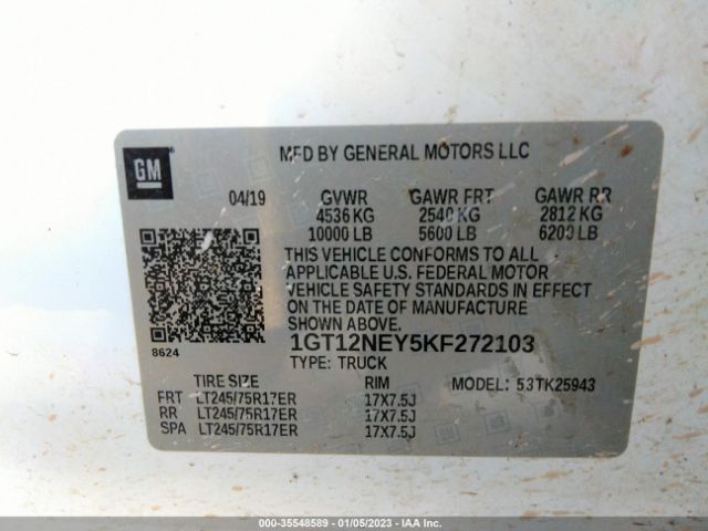 1GT12NEY5KF272103 GMC SIERRA 2500HD
