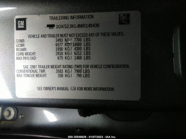 GMC YUKON XL 2021 1GKS2JKL4MR149436 Image 10