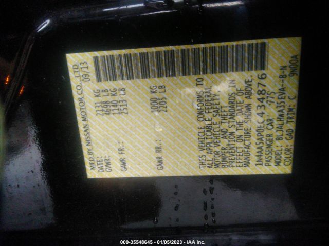 1N4AA5AP0EC434876 Nissan Maxima 3.5 Sv W/premium Pkg